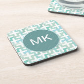 シーフオムグリーンジオメトリック コースター (左側)