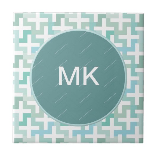 シーフオムグリーンジオメトリック タイル (正面)