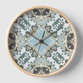 シーフオムグリーンティール(緑がかった色)ターコイズお尻ボヘミアンバリアート 壁時計 (正面)