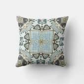 シーフオムグリーンティール(緑がかった色)ターコイズボヘミアントリーアート クッション (裏面)
