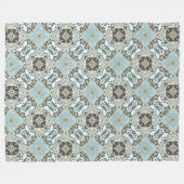 シーフオムグリーンティール(緑がかった色)ターコイズボヘミアントリーアート フリースブランケット (正面(横))