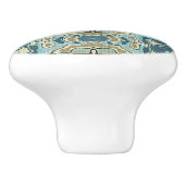 シーフオムグリーンティール(緑がかった色)ブルーオークレエスニックトリブアート セラミックノブ (側面)