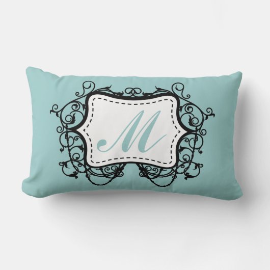 シーフオムグリーンモノグラムの ランバークッション (正面)