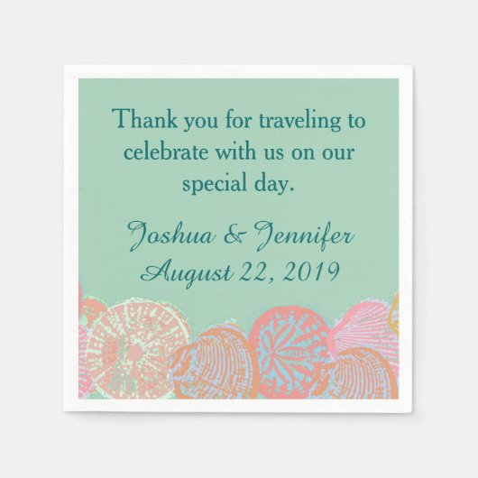 シーフオムシーシェルビーチ結婚式 スタンダードカクテルナプキン (正面)