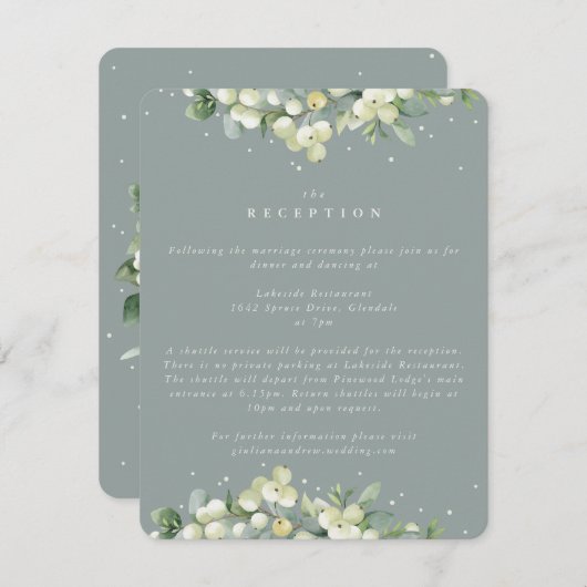 シーフオムスノーベリー+ユーカリウェディングレセプション エンクロージャーカード (正面/裏面)