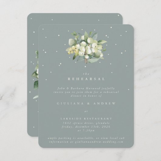 シーフオムスノーベリー+ユーカリ結婚のリハーサル エンクロージャーカード (正面/裏面)