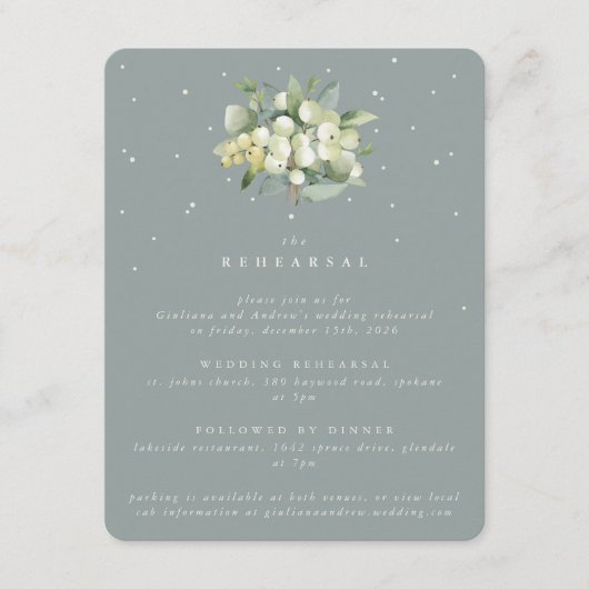 シーフオムスノーベリー+ユーカリ結婚のリハーサル エンクロージャーカード (正面)