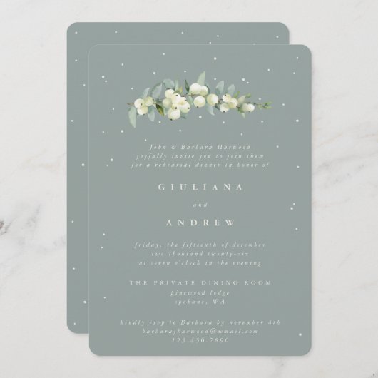 シーフオムスノーベリー+ユーカリ結婚のリハーサル 招待状 (正面/裏面)