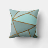 シーフオムターコイズグリーンブルー&ブロンズジオメトリック クッション (裏面)