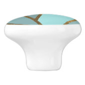 シーフオムターコイズグリーンブルー&ブロンズジオメトリック セラミックノブ (側面)