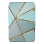 シーフオムターコイズグリーンブルー&ブロンズジオメトリック バスマット (正面縦)