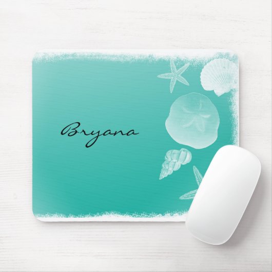 シーフオムティール(緑がかった色)ビーチ海シーシェルマウスパッド マウスパッド (マウス)