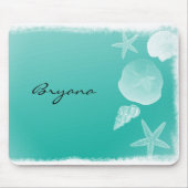 シーフオムティール(緑がかった色)ビーチ海シーシェルマウスパッド マウスパッド (正面)