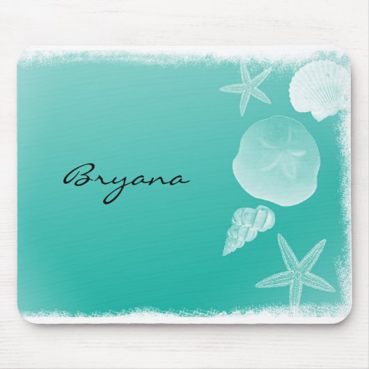 シーフオムティール(緑がかった色)ビーチ海シーシェルマウスパッド マウスパッド (正面)