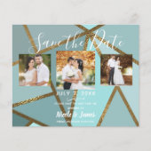 シーフオムティール（緑がかった色）モダンブロンズ結婚式の日付を保存 (正面)