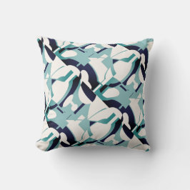 シーフオムブルー白黒対角抽象芸術アート クッション