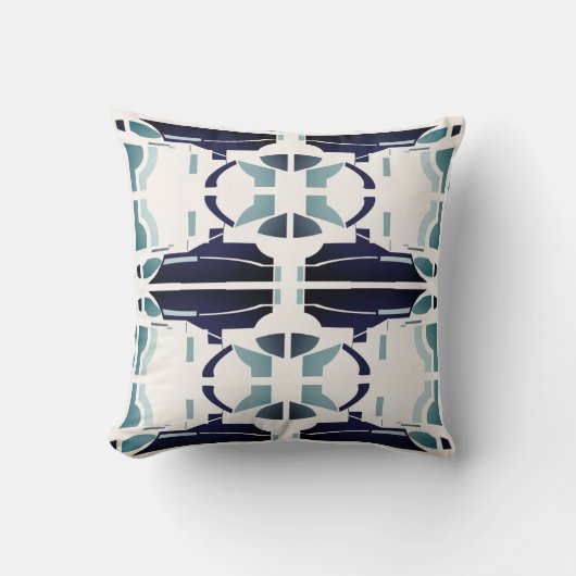 シーフオムブルー – ブラックシンメトリッ地中海のクルック クッション (正面)