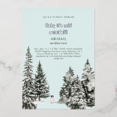 シーフオムペンキンベビーそれが冷たいアウトサイドシルバー 箔招待状 (正面)