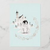 シーフオムペンキンベビーそれが冷たいアウトサイドシルバー 箔招待状 (裏面)