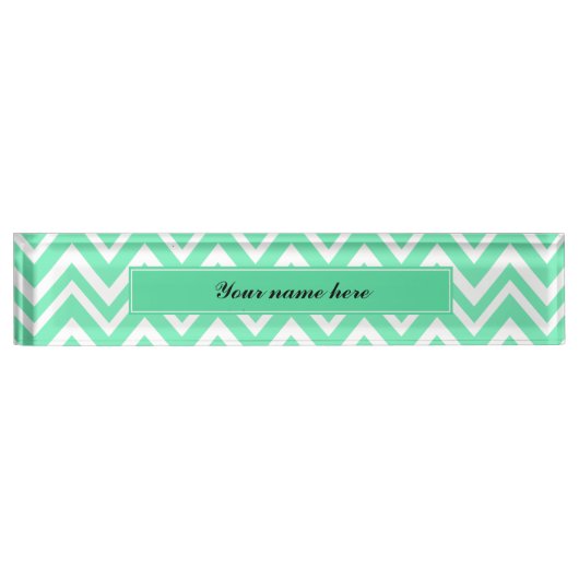 シーフオムミントグリーンジガグパターン デスクネームプレート (正面)