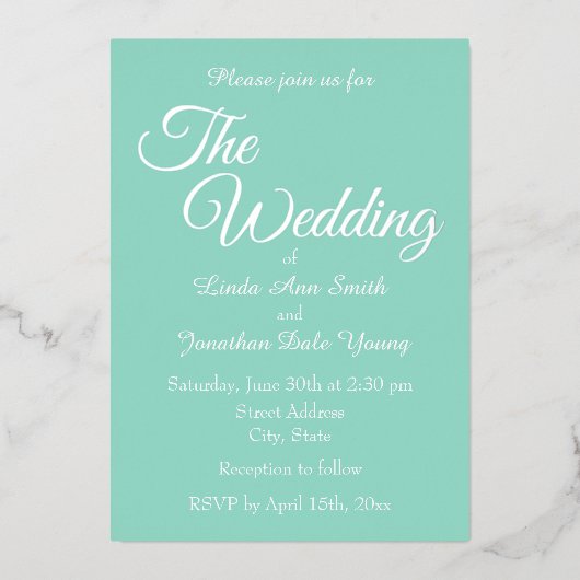 シーフシンプルアスタイル結婚ズ 箔招待状 (正面)