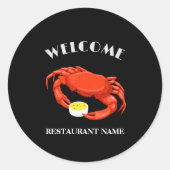 シーフモダンィードウェルカムレッドカニのバターロゴ名 ラウンドシール (正面)