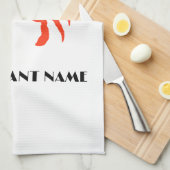 シーフモダンィードウェルカムレッドカニカスタムパーソナライズド キッチンタオル (四つ折り)