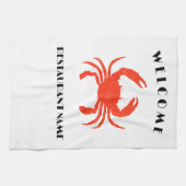 シーフモダンィードウェルカムレッドカニカスタムパーソナライズド キッチンタオル (横)