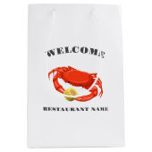 シーフモダンィードウェルカムレッドカニコーン名前をカスタムする ミディアムペーパーバッグ (正面)