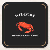 シーフモダンィードウェルカムレッドカニ名前をカスタムする スクエアペーパーコースター (正面)