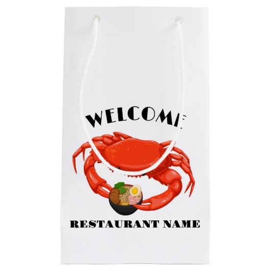 シーフモダンィードウェルカムレッドカニ名前をカスタムする スモールペーパーバッグ (正面)
