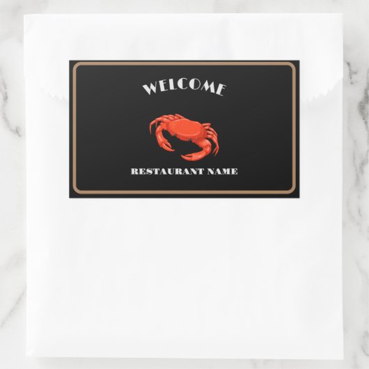 シーフモダンィードウェルカムレッドカニ名前をカスタムする 長方形シール (バッグ)