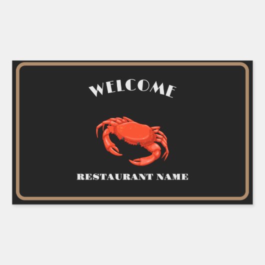 シーフモダンィードウェルカムレッドカニ名前をカスタムする 長方形シール (正面)