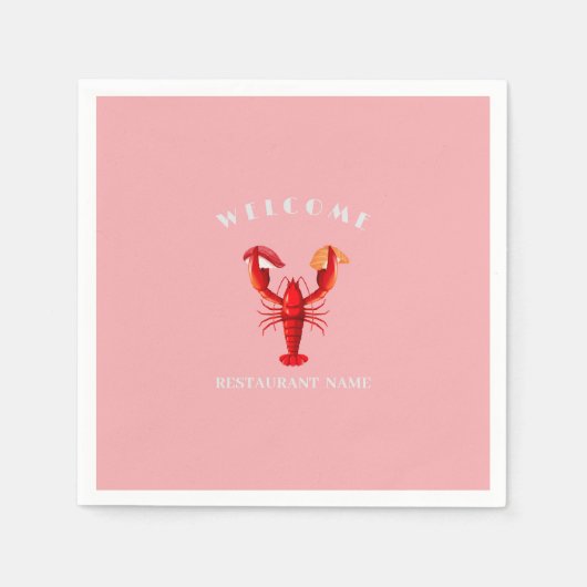 シーフモダンィードウェルカムロブスターすし名前をカスタムする スタンダードカクテルナプキン (正面)