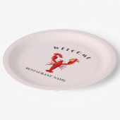 シーフモダンィードウェルカムロブスターすし名前をカスタムする ペーパープレート (アングル)