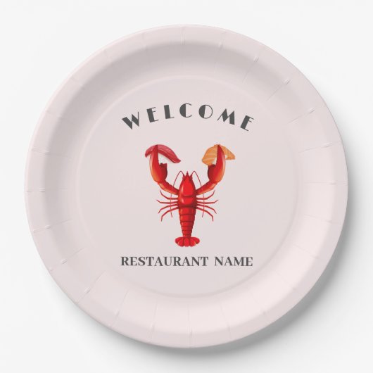 シーフモダンィードウェルカムロブスターすし名前をカスタムする ペーパープレート (正面)