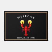 シーフモダンィードウェルカムロブスターライム名前をカスタムする ドアマット (正面)