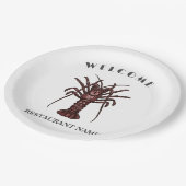 シーフモダンィードウェルカムロブスターレストランロゴナム ペーパープレート (アングル)