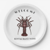 シーフモダンィードウェルカムロブスターレストランロゴナム ペーパープレート (正面)