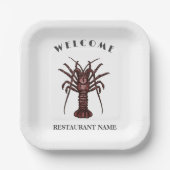 シーフモダンィードウェルカムロブスター刺身名前をカスタムする ペーパープレート (正面)