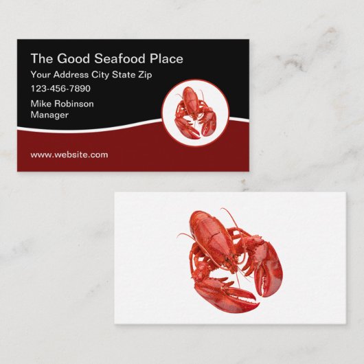 シーフモダンィードレストランロブスターテーマ 名刺 (正面/裏面)
