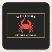 シーフモダンシンプルィードウェルカムレッドカニカスタム スクエアペーパーコースター (正面)