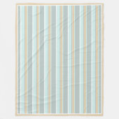 シーフユニークオムグリーンホワイトタンストライプアート フリースブランケット (正面)