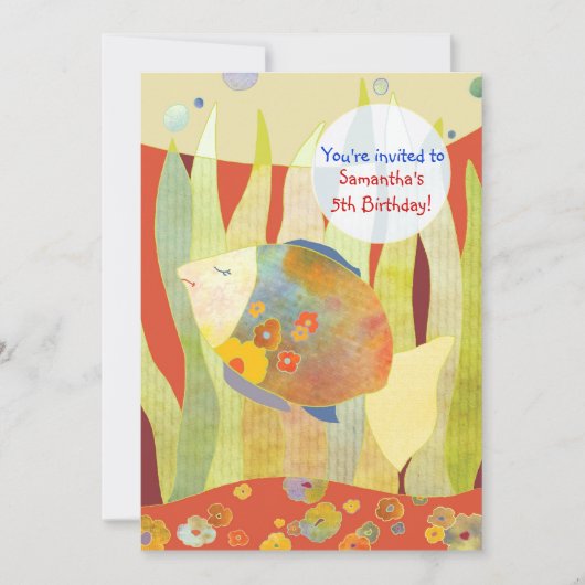 シーフラワーフィッシュ誕生日パーティーの下 招待状 (正面)