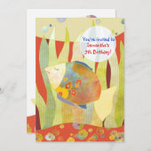 シーフラワーフィッシュ誕生日パーティーの下 招待状 (正面/裏面)