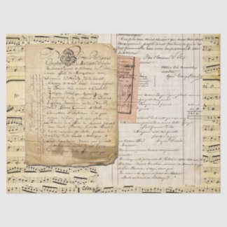 シーフランスのト音楽によるヴィンテージの手書き 薄葉紙