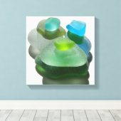 シーフロムグリーンとターコイズシーグラス キャンバスプリント (インサイチュ (ウッドフロア))