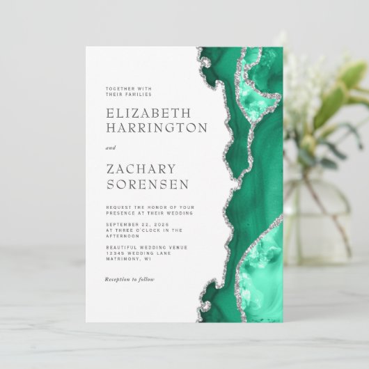 シーフロムグリーンシルバー結婚アゲート 招待状 (スタンド正面)