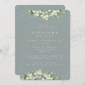 シーフロムグリーンスノーベリー+ユーカリブライダルシャワー 招待状 (正面/裏面)