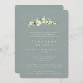 シーフロムグリーンスノーベリー+ユーカリブライダルシャワー 招待状 (正面/裏面)